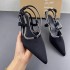 ZA2024 New High Heels, Fine Heels, Women's Sandals, Water Diamond Chain Buckle Wrap Shoes, High Heels, Pointed Headtips