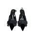 ZA2024 Autumn/Winter New Women's Shoes Black Velvet Effect Bow Decoration Pointed High Heels Thin Heels Bare Heels Women's Shoes