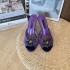 2024 lace round toe high heels, mesh breathable rhinestone slim heel DG sandals, flat heel black 6CM 9CM wedding shoes