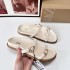 ZA women's shoes for summer 2024, with a one-piece strap, versatile, fashionable, non slip, lightweight, flat bottomed, thick soled beach sandals for women