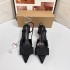 ZA Early Autumn New Black Pointed Bow Thick Heel Strap High Heels Women's Bag Head Design Sandals