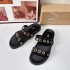 ZA2024 Summer New Product Black Fashion Metal Round Buckle Decoration Casual Breathable Thick Bottom Two Strips with Sandals for Women