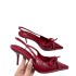 ZA2024 autumn hot selling new red patent leather bow decoration pointed high heels with a straight back empty toe cap sandals for women