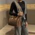 Boston Pillow Bag 2024 New High Quality Texture Leather Old Flower Handheld Shoulder Cross Pillow Bag, One Piece Hair