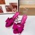 ZA Summer 2024 New Double Bow Decoration French High Heels Women's Open toed Fish Mouth Strap Sandals Women