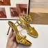 ZA2024 Summer New Sandals for Women in Large Size Square Head with Buckle, Open Toe, High Heels, Golden Women's Shoes