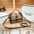 2024 popular genuine leather retro floral hand-held small square bag with niche design, high-end texture French single shoulder crossbody bag