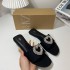 ZA New 2024 Summer Water Diamond Open toed Flat Bottom Outerwear Cool Slippers for Women Black Heart Shaped Buckle Beach Slippers for Women