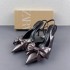 2024 Spanish Trendy Brand Early Spring New Style Grey Bow High Heels Metal Burst Pattern Rear Tripping Strap Thin Heel Female