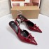 ZA Series 2024 Autumn New French Red Pointed Bow High Heels with Headless Back Air Single Shoes Sandals for Women