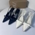 ZA new 2024 pointed shallow bow bow thin heel high-heeled shoes for women, with a back strap and patent leather fashion, wearing sandals for women