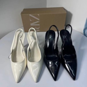 ZA Women's Shoes 2024 New Fashionable High Heels with Pointed Tips, Thin Heels, and Rear Tripping Strap, with a Unique and Versatile Style, Women's Baotou Sandals