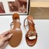 ZA New Product 2024 Summer One Belt Professional Women's Shoes Brown Metal Decoration Fashion Trendy High Heels Sandals Women