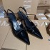 ZA Women's Shoes 2024 Autumn New Black Pointed Bow Shallow High Heels Thin Heels Baotou Sandals Back Air