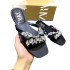 ZA new 2024 summer metal rhinestone flat bottomed sandals for women with exposed toes and square heads, versatile low heeled sandals for women