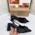 ZA Early Autumn New Black Pointed Bow Thick Heel Strap High Heels Women's Bag Head Design Sandals