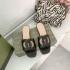 2022 New Summer G Home Classic Hollow Flat Bottom Leaky Toe Square Head Women's Cool Slippers Leather Style Casual Lazy Dragging