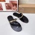 ZA New Product 2024 Summer Flat Bottom Two Strips with Metal Half Ring Clamp Toe Shop European and American Style Daily Half Dragged Sandals for Women