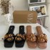 ZA's new 2024 summer studded flat sandals with rivets, women's straight strap, exposed toes, square toe, back air cool slippers, women's trend