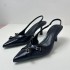 ZA2024 Spring New Black Buckle High Heels with Pointed Straight Buckle Strap Sandals Fashion Style Single Shoes for Women