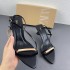 ZA2024 Autumn New Women's Shoes Black Metal Buckle and Strap Fashion High Heels Rear Tripstrap Thin Heel Sandals