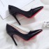 Red soled high heels, slim heels, women's high-end temperament, single shoes, 2024 autumn, black heels, plus size, pointed 4243