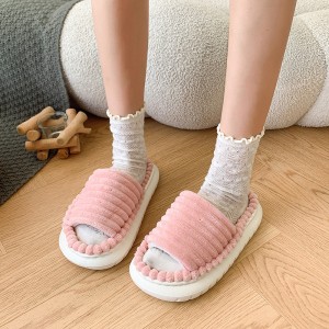 2024 new fur slippers for indoor and home use, soft bottom for home and outdoor wear, with a strong sense of stepping on feces, thick bottom cotton slippers for autumn and winter