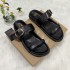 ZA Home Autumn Cross border New Style Outerwear Shoes with Ring Buckle One Line Slippers, European and American Large Thick Bottom Sandals, Slippers