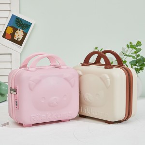 Handheld luggage, makeup box, small bag, 14 inch cute cartoon 3D bear password box, lightweight mini storage box for women