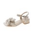 Mid heeled sandals for women 2024 summer new item bow buckle Korean version large size 4142 women's sandals