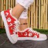 New Santa Claus print pattern canvas shoes for independent station export, cartoon snowman and elk casual oversized single shoes