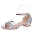 New Low Heel Coarse Heel Buckle Women's Sandals Pendant Water Diamond Women's Shoes High Heel Sandals