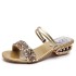 Cool slippers for women in summer 2023, with rhinestone sequins on one shoe and two pairs. Women's slippers are fashionable for outdoor wear in Europe and America