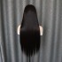 13 * 6 Japanese silk synthetic wig with lace front, split # 2 black long hair synthetic semi machine-made headband