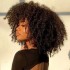 afro kinky curly wig with bangs hand made scalp top wigs