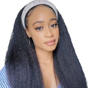 Kinky straight headband wigs human hair from Brazil