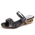 Cool slippers for women in summer 2023, with rhinestone sequins on one shoe and two pairs. Women's slippers are fashionable for outdoor wear in Europe and America