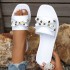 Cross border hot selling summer style shiny bow women's slippers with high-end feel, anti slip trend, lazy flat beach slippers