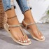 Cross border foreign trade summer European and American rhinestone T-belt fashionable and versatile beach vacation soft bottom large flat sandals for women HT