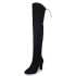 2020 autumn and winter new pointed, thick, high-heeled women's boots, fashionable zipper, slim leg straps, over the knee boots, elastic boots wholesale