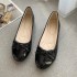 Single shoe women's round toe 2024 autumn new item, plus size bow tie, one foot lazy shoes, shallow mouth flat shoes