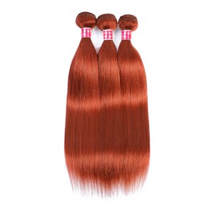 350 # Orange color Straight human hair bundles