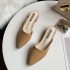 Half slipper women's 2023 summer new pointed toe mid heel women's slippers Korean version wearing M ü ller shoes