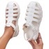 Thick soled gear sandals for women, pig cage shoes, hollow toe woven sponge cake Roman sandals, oversized Instagram style sandals