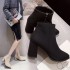 High heeled boots for children, 2023 autumn new style, side zipper suede pointed Korean version Ladies boots, fashionable thick heel