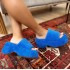 Ins Cross border Independent Station New Square Head and Thick Velvet One Line Slippers European and American Large Warm Women's Woolen Shoes