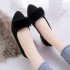 Single shoe women's 2023 spring new plush foot kick low heel Women's shoes pointed shallow mouth suede