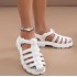 Thick soled gear sandals for women, pig cage shoes, hollow toe woven sponge cake Roman sandals, oversized Instagram style sandals