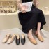 Baotou Half Slippers Women's 2024 Summer New Style Square Head Middle Heel Korean Edition Ladies Slippers Muller Shoes