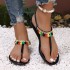 Sandals for women, retro casual, Roman flat bottom, non slip, fashionable, stylish, aristocratic, trendy, Su style, word dragging beach shoes, cross-border